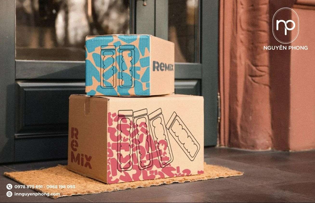 Mẫu logo ngũ cốc in trên thùng carton